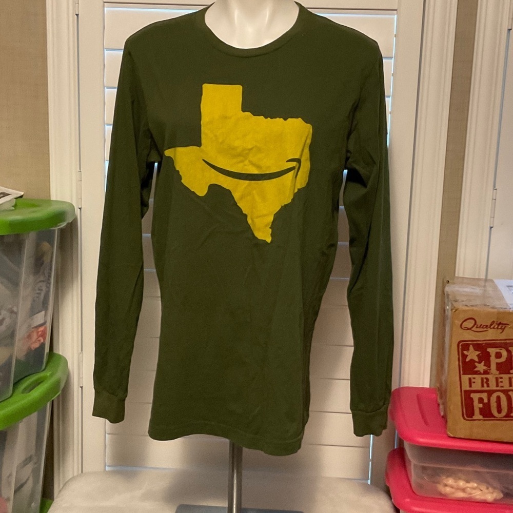 Bella Canvas Olive Green Long Sleeve Tee with Yellow Graphic